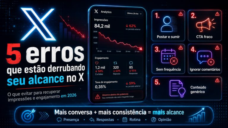 5 erros que estão derrubando seu alcance no X em 2026