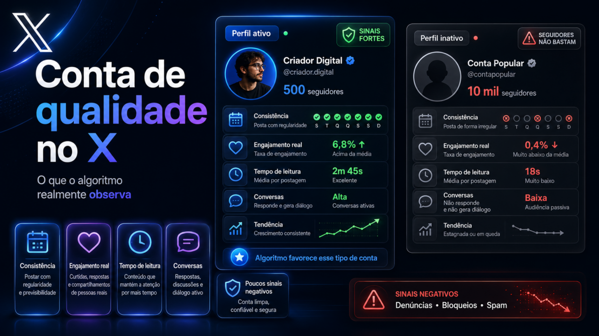 O que o X (Twitter) considera uma conta de qualidade?